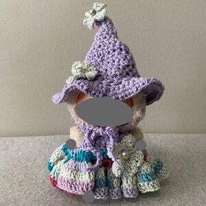 Handmade Crochet Purple Multicolour Fairy Witch Outfit for 17cm Doll 2-Piece Set